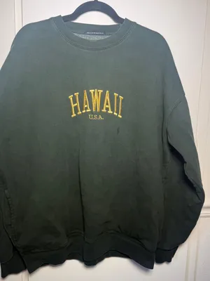 Brandy Melville Hawaii Embroidered Green Oversized Crewneck Sweatshirt XL thumbnail 1