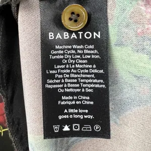 Babaton Tunic Mini Dress‎ S Green Floral Tie Neck Pockets Fairy Grunge Whimsy thumbnail 14