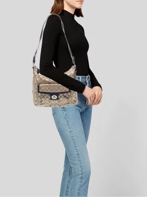 Coach Penelope Signature Sateen Convertible Hobo / Shoulder Bag Tan F19232 thumbnail 3