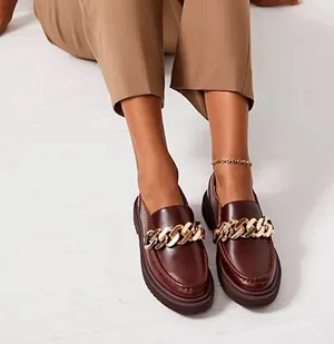 Kelsi Dagger Brown Loafers with Gold Accent thumbnail 1