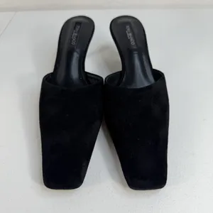 Tony Bianco 7.5 Zubi Black Kitten Heel Square Toe Mule‎ Suede Leather Minimalist thumbnail 5