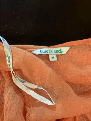 Blue Island Dress Womens Medium Orange Wrap Ruffle Hem Bell Sleeve Boho Sundress thumbnail 12