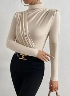 NWOT Mock Neck Ruched Bodysuit thumbnail 3