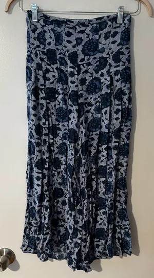 Free People Floral Blue and White Women's Wide Leg Pants thumbnail 1