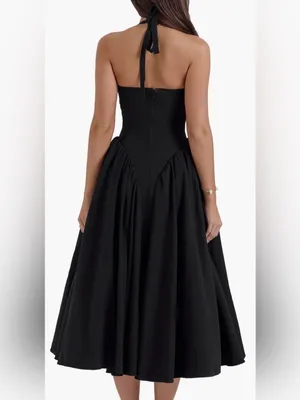 NEW HOUSE OF CB Marilyn Halter Black Midi Dress sz S thumbnail 3