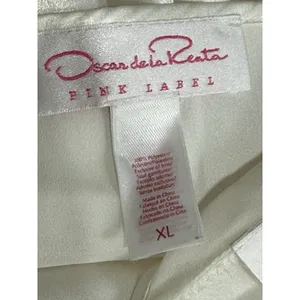 Oscar de la Renta Pink Label Women XL Satin Nightgown Long Robe Set Ivory Bridal thumbnail 15