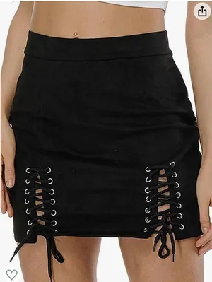Faux Suede High Waist Lace Up A-Line Mini Skirt Size Large thumbnail 1
