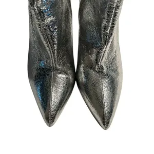 Mia Cracked Silver Metallic Stiletto Heel Dress Boots(Size 7M) thumbnail 4