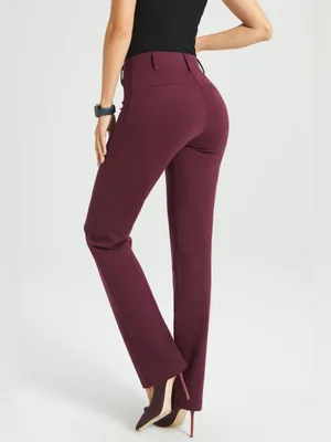 NEW Betabrand Classic DPYP™ Dress Pant Yoga Pant | Straight (Burgundy) thumbnail 2