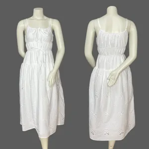 Sim & Sam Eyelet Dress Beachy Seashell Sun Star Nautical White Milkmaid Pockets thumbnail 4