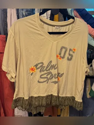 NWT Free People FP Intimately You Wish Graphic Tee - Khaki Chino Combo - Medium thumbnail 7
