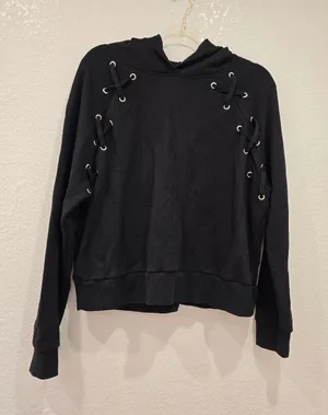 Victoria's Secret Sport lace-up hoodie Black M thumbnail 1