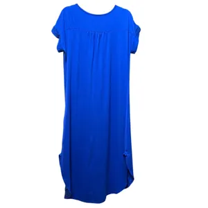 Soft Surroundings Royal Blue‎ V-Neck Midi T-Shirt Dress Short Sleeve Med Drapey thumbnail 2