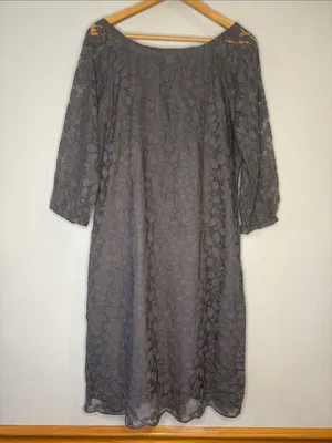 Garnet Hill Boheme Easy lace dress lined gray 12 thumbnail 3