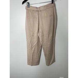 Abercrombie Tan Neutral Belted Pleated Wide Leg Cropped Trousers Pants S Short thumbnail 3
