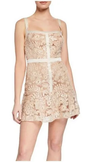 Ryse the Label Revolve lace sequin nude and cream mini dress thumbnail 1
