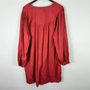 Old Navy Boho Tunic Dress‎ XL Red Swiss Dot Cotton Blend Cottagecore Peasant thumbnail 6