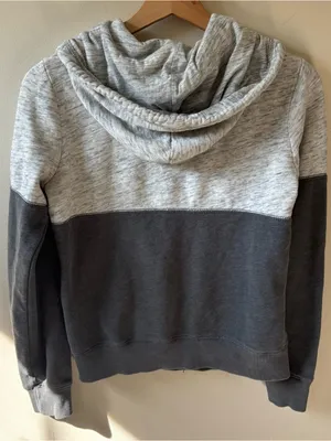 Hollister Two-Tone Gray Zip Hoodie with Pink Logo thumbnail 3