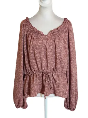 Universal Thread Pink Print Boho Blouse Size XL thumbnail 1