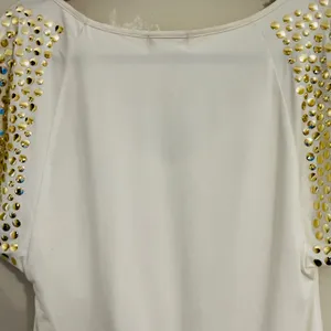 Vintage Baby Phat Y2k white top with gold stud embellished flutter sleeves thumbnail 9