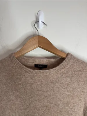 Quince Cashmere Long Sleeve Crew Neck Sweater in Oatmeal sz M shrunk fits like S thumbnail 3