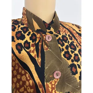 Y2K Olivia Rose Mixed Animal Tropical Print Sleeveless Midi Dress Gold Brown 8M thumbnail 5