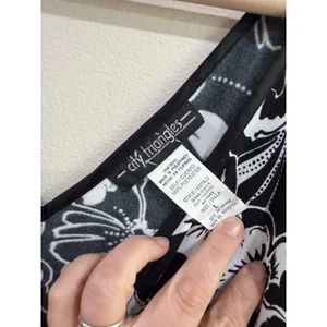 City Triangles Black White Floral Ruffle Hem‎ V-Neck Midi Dress Y2K Womens Large thumbnail 4