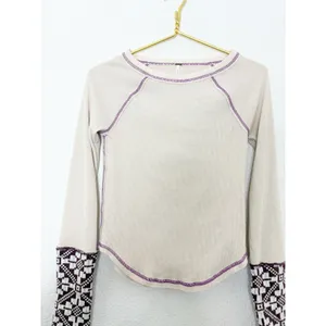Free People She's Reversible Cuff Thermal Tee Oatmeal Size Small Bohemian thumbnail 9