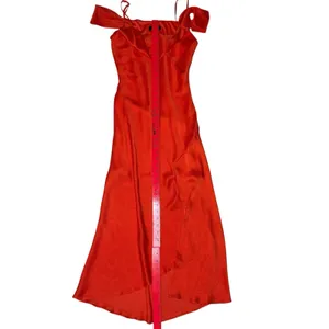 I.N. San Francisco Y2K Off Shoulder Bias Cut Slip‎ Dress M Cowl Neck Midi Fairy thumbnail 9