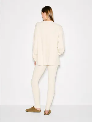 NWT Skims Heavy waffle oversized long sleeve crew neck in ivory size small thumbnail 2