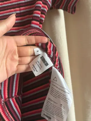 Reformation Striped Ribbed Tee in Red, Pink & Black thumbnail 3