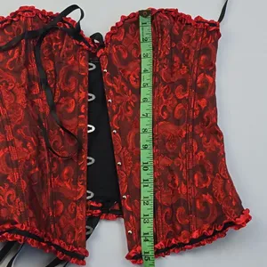 -443 Women's Red‎ Floral Strapless Lace Up Corset Bustier Valentine’s - Medium thumbnail 7