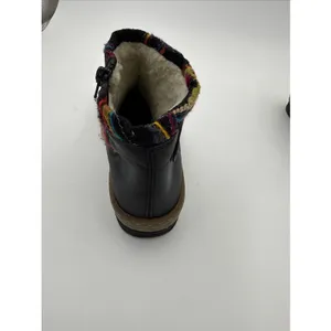 Rieker Felicitas Black Boots US 8 EU 39 Faux Leather Boho Knit Cuff Ankle thumbnail 3
