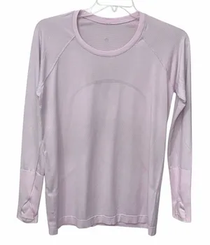 Lululemon Women's Swiftly Tech Long Sleeve Shirt Top Yoga Pastel Pink Thumbholes thumbnail 1