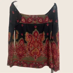 Off the shoulder bohemian Paisley grunge dark fairy sheer‎ sleeves size Medium thumbnail 7