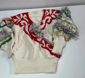 Vtg Sideffects Crafty Ugly Christmas Sweater Contest Tacky Heavy Knit Women LG thumbnail 1