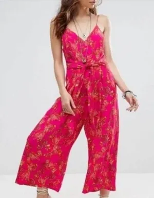 Free People Hot Tropics Jumpsuit Pink Orange Size 2 thumbnail 1