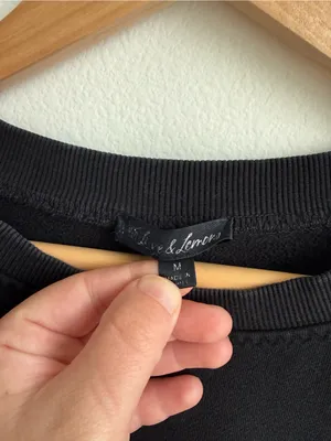 For Love & Lemons Alex Oversized Crewneck Sweatshirt Black Embroidered Medium thumbnail 6