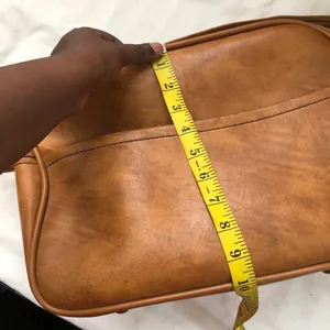Vintage Unisex Brown Genuine leather shoulder laptop crossbody messenger weekender duffle bag purse thumbnail 6