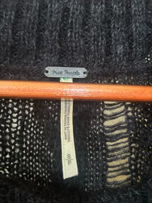 Free People Distressed Cable Knit Turtleneck Sweater Oversized Cowl Black Small‎ thumbnail 7