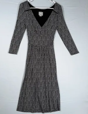 Maeve Anthropologie Size-XS‎ Womens Midi Dress Galena Black White Boho Y2K thumbnail 1
