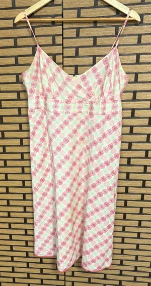 J. Crew Pink‎ And White Floral Cotton Dress Size 12 thumbnail 1