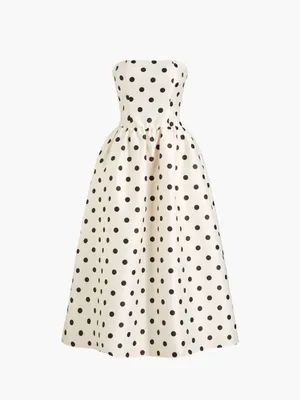 Cider Sculptural Bandeau Polka Dot Maxi Dress NWT Cream Black Size Small thumbnail 2