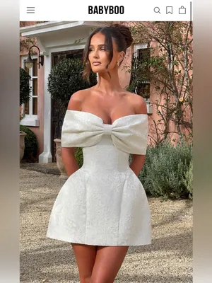 Babyboo Raquel mini dress White Off-Shoulder Bow Jacquard Mini Dress thumbnail 2