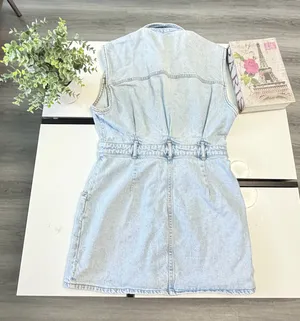 ✨ ZARA Light Wash Denim Vest Mini Dress | Size L | Button Front Sleeveless 👗 thumbnail 8