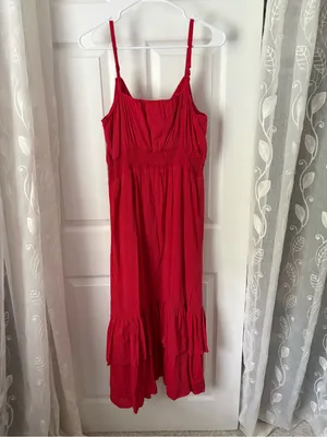 Paige Tiered midi Dress with Smocked Waist women size 10 cotton blended thumbnail 9