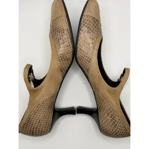 Franco Sarto Womens Mary Jane Pumps Tan Suede Snakeskin Embossed Heel Size 7M thumbnail 6