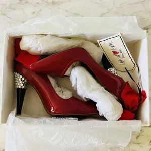 2010 LANVIN x H&M Red Patent Leather Ribbon Rhinestone Heel Pumps - EUR 37 /US 6 thumbnail 9