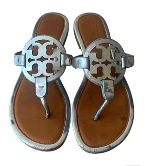 Tory Burch Miller Metallic‎ Silver Sandals Size 7 thumbnail 1