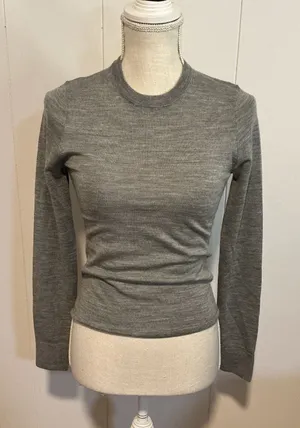 J. Crew Heather Gray Long-Sleeve Crewneck Top thumbnail 1